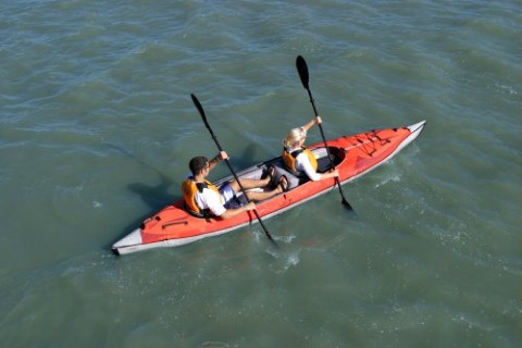 an inflatable tandem kayak